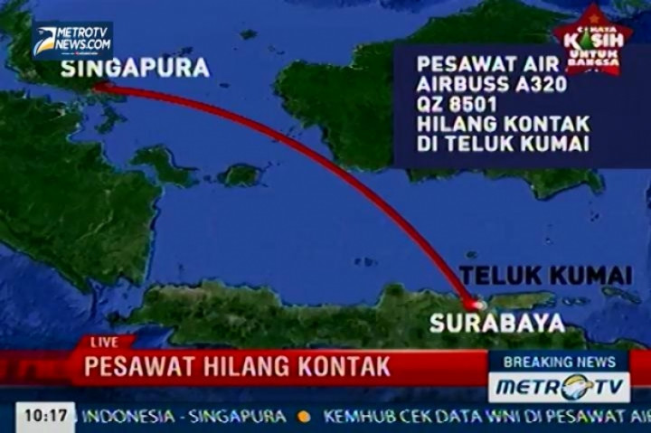 Pesawat AirAsia Rute Surabaya-Singapura Hilang Kontak 