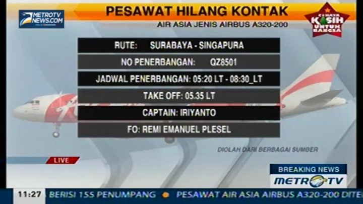Pesawat AirAsia Surabaya-Singapura Hilang Kontak (3)