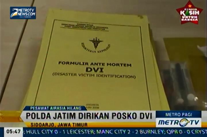 Tim DVI Polda Jatim Bersiap Data Keluarga Penumpang Pesawat AirAsia