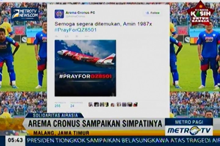 Sejumlah Bintang Sepak Bola LSI Dukung Upaya Pencarian AirAsia QZ8501