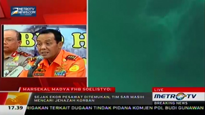 Kabasarnas: Operasi Pokok Ditutup, Pencarian AirAsia tak Berhenti 