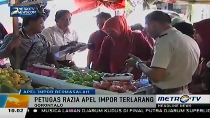 Petugas Gabungan Razia Apel Impor Terlarang di Gorontalo