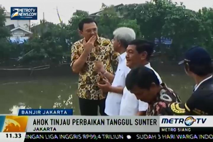 Ahok Tinjau Perbaikan Pompa dan Tanggul Sunter