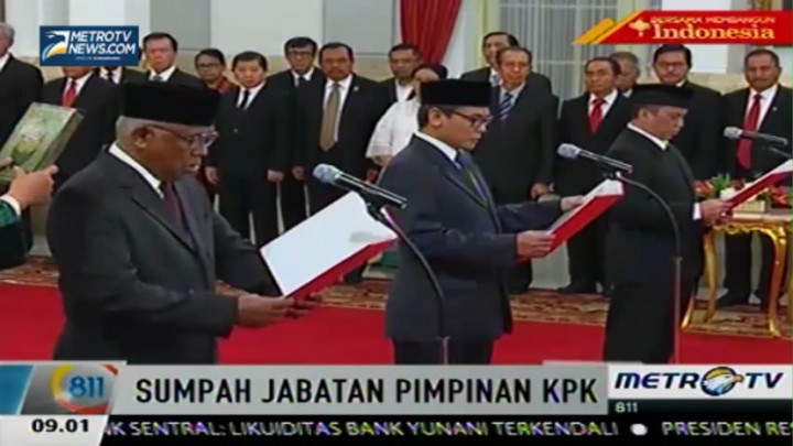 Sumpah Jabatan Tiga Pimpinan Sementara KPK
