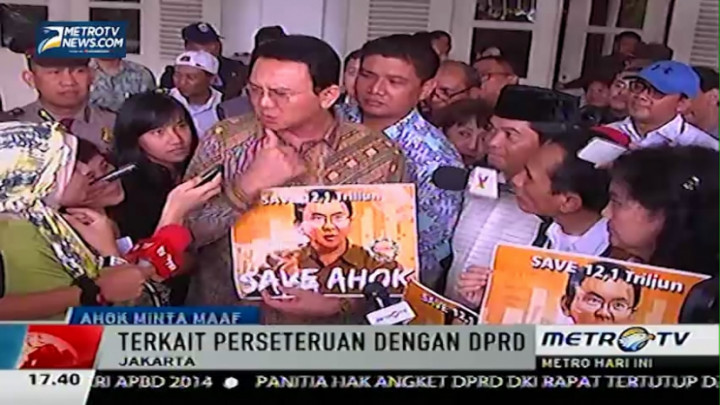 Ahok Minta Maaf Terkait Perseteruannya dengan DPRD