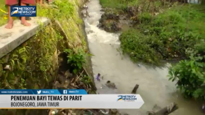 Bayi Ditemukan Tewas Tersangkut di Parit  