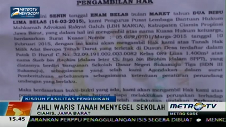 Lahan Sengketa, Dua Sekolah Disegel