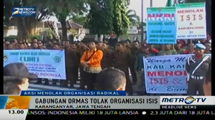 Gabungan Ormas Berunjuk Rasa Tolak ISIS di Karanganyar