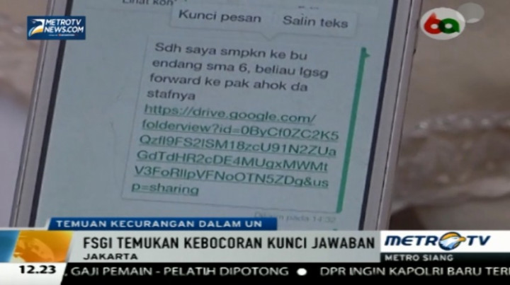 FSGI Temukan Kebocoran Soal Ujian Nasional di Internet