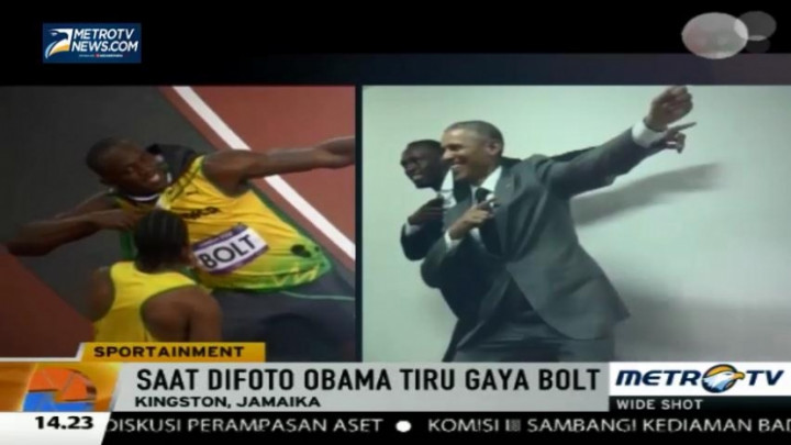 Usain Bolt Ajak Obama <i>Lightning Pose</i> 