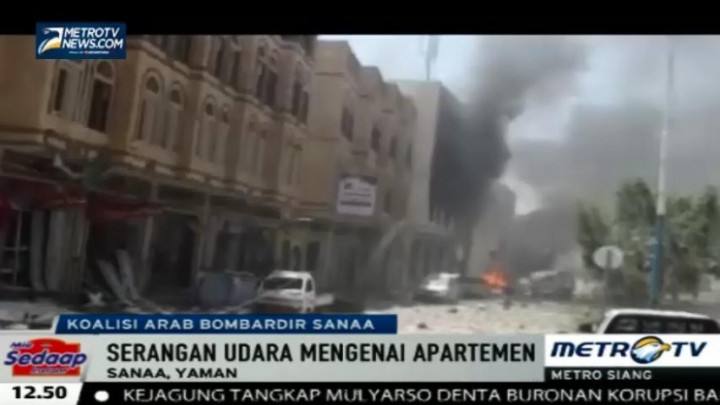Serangan Koalisi Arab Hancurkan Apartemen, 19 Tewas