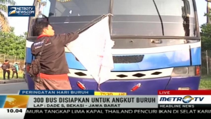 300 Bus Disiapkan untuk Angkut Buruh Bekasi ke Jakarta