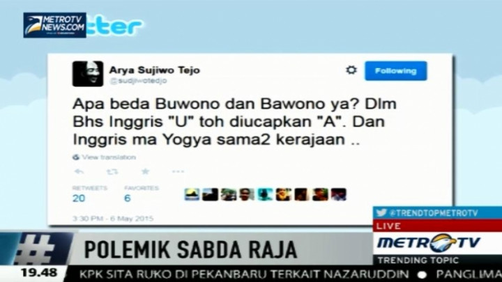 Banyak Direspon Netizen, Sabda Raja Jadi Trending Topik 