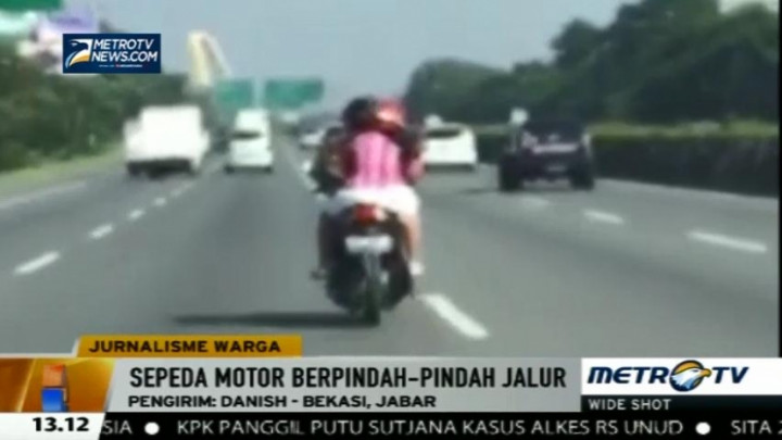 Pengendara Motor Nekat Masuk Jalan Tol Terekam Kamera