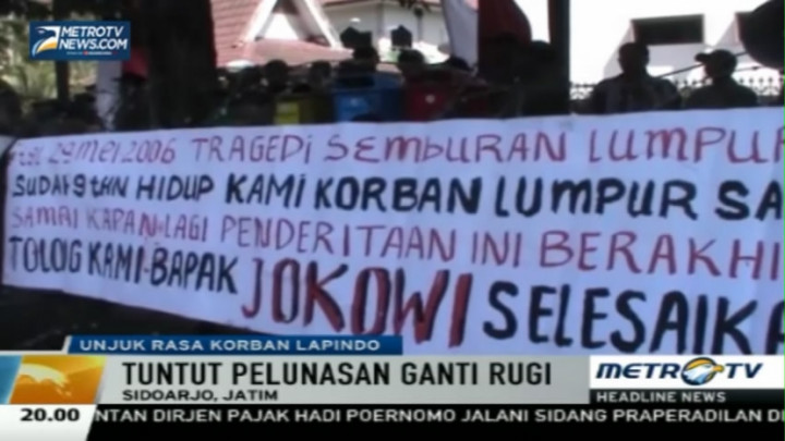  Korban Lumpur Lapindo Demo Tuntut Pelunasan Ganti Rugi