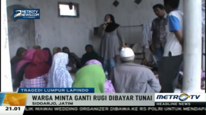 Korban Lumpur Lapindo Tuntut Ganti Rugi Dibayar Tunai 