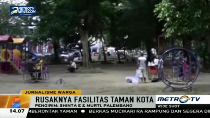 Warga Palembang Keluhkan Rusaknya Fasilitas Taman Kambang Iwak 