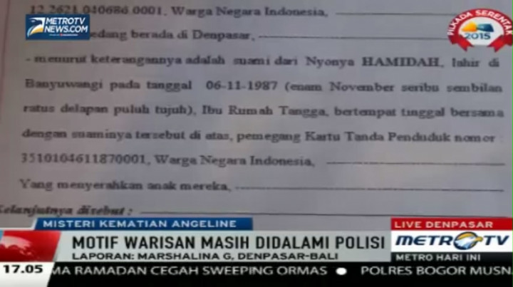 Polisi Dalami Motif Warisan dalam Kasus Pembunuhan Angeline