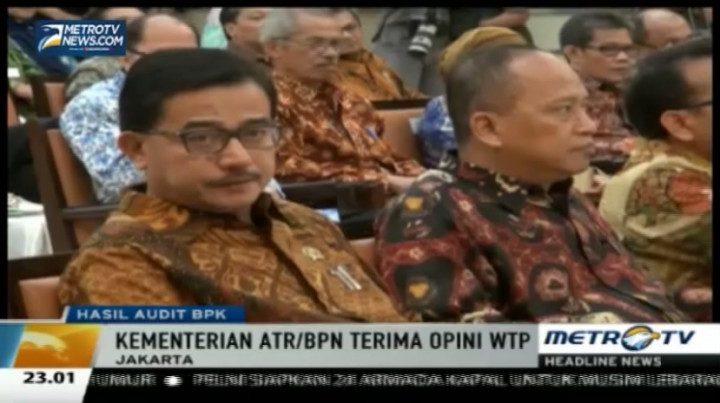 Kementerian Agraria Kembali Raih Opini WTP dari BPK