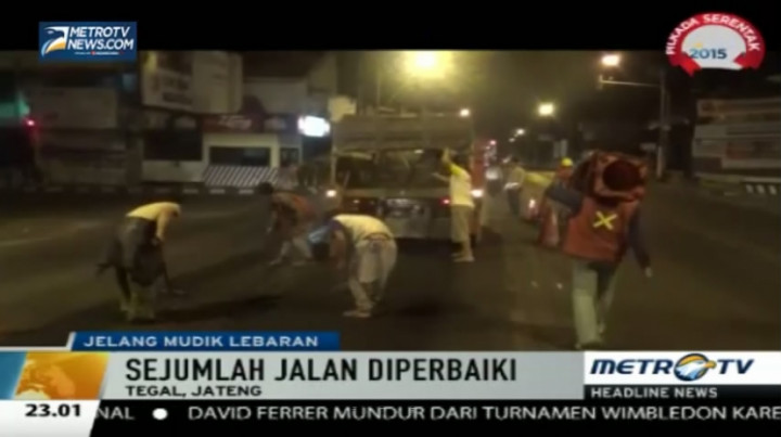 Jelang Mudik, Perbaikan Jalur Pantura di Tegal Dikebut