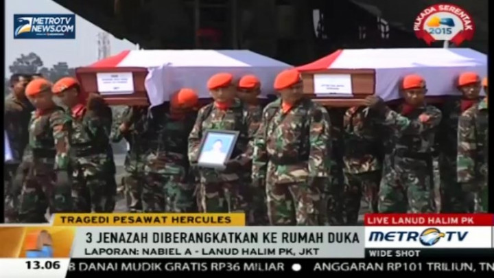 36 Jenazah Korban Hercules Dikirim ke Lanud Halim