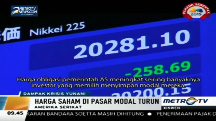 Dampak Krisis Yunani, Harga Saham di Pasar Modal Turun