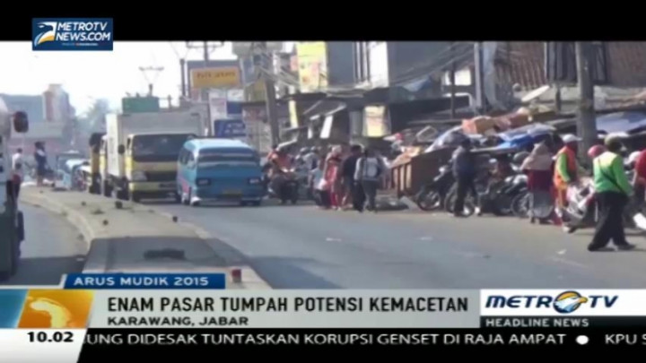 6 Pasar Tumpah Ganggu Kelancaran Mudik di Karawang