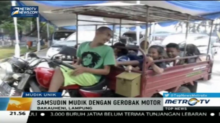 Unik, Keluarga Ini Mudik Pakai Gerobak Motor