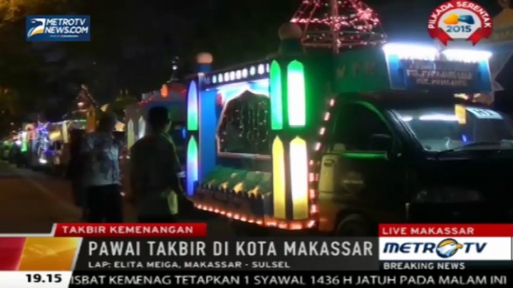 Warga Makassar Gelar Pawai Takbiran