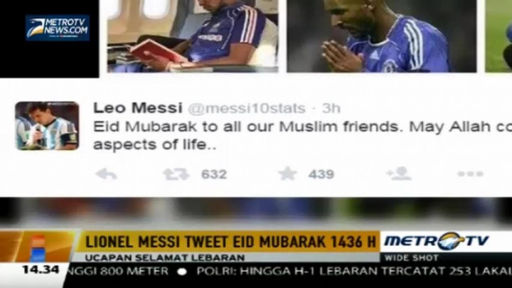 Messi Ucapkan Selamat Idul Fitri di Twitter