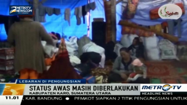 Lebaran, Pengungsi Sinabung Beraktivitas Seperti Biasa