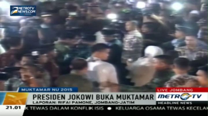 Bersama Para Menteri, Jokowi Tiba di Muktamar NU