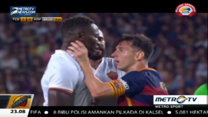 Video Messi Cekik Pemain AS Roma