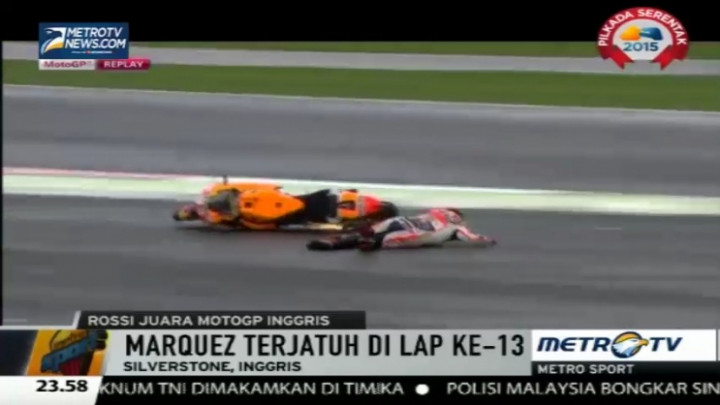 Diwarnai Insiden Marquez, Rossi Juara MotoGP Inggris