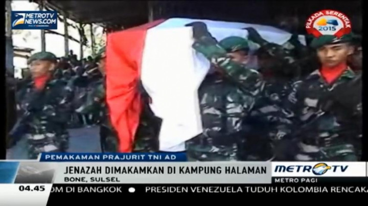 Anggota TNI yang Tewas Tertembak di Polewali Mandar Dimakamkan