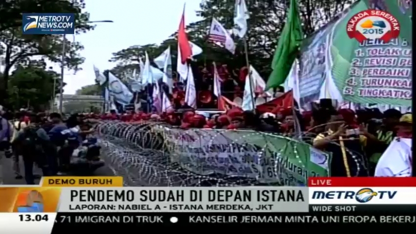  Ribuan Buruh Sudah Tiba di Istana Merdeka