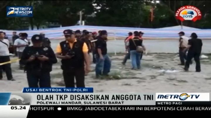 Pascabentrokan TNI-Polri, Polisi Sulselbar Kembali Gelar Olah TKP