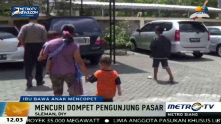 Ironis, Seorang Ibu Bawa Tiga Anaknya Mencopet