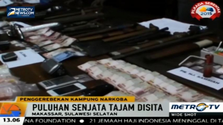 Petugas Gerebek Kampung Narkoba di Makassar