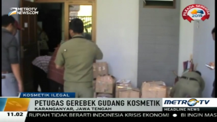 Petugas Gabungan Gerebek Gudang Kosmetik di Karanganyar