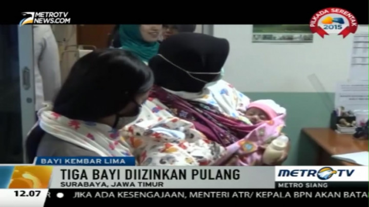 Tiga dari Lima Bayi kembar di Surabaya Diperbolehkan Pulang
