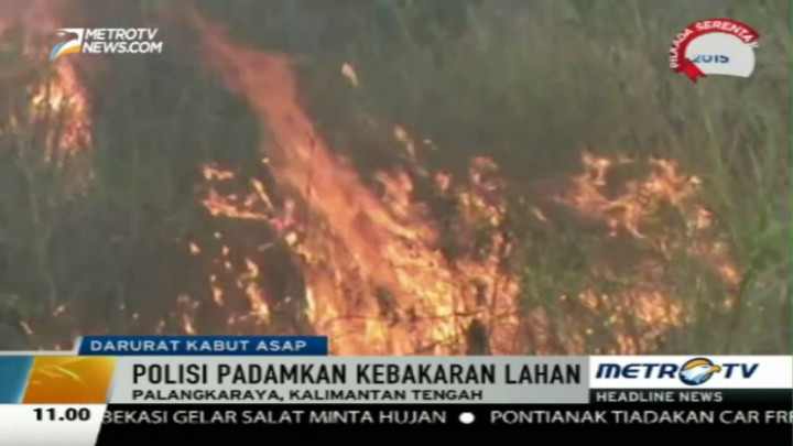 Polda Kalteng Padamkan Kebakaran Lahan di Palangkaraya