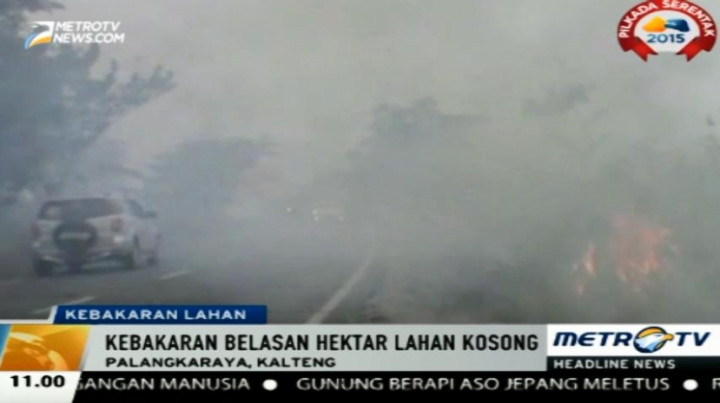 Lahan Kosong di Tepi Jalan Trans Kalimantan Poros Selatan Terbakar