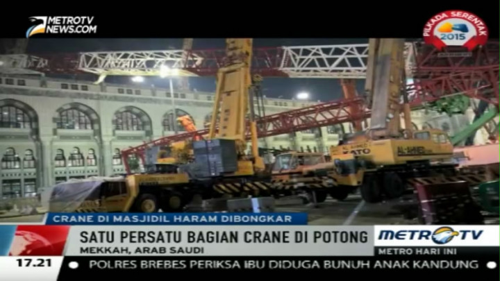 Crane Jatuh di Masjidil Haram Mulai Dibongkar