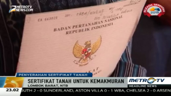 Menteri ATR Serahkan 1500 Sertifikat Tanah di Lombok Barat