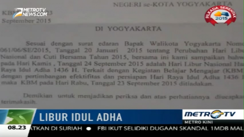 Jadwal Idul Adha Beda Sekolah Di Yogyakarta Libur Dua Hari