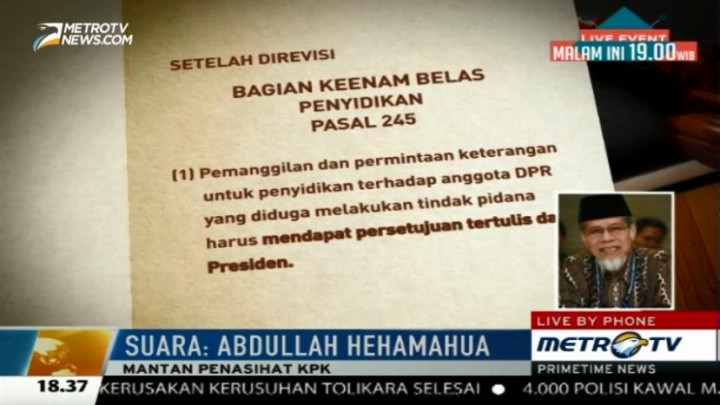Hehamahua: Putusan MK Merugikan Langkah Pemberantasan Korupsi