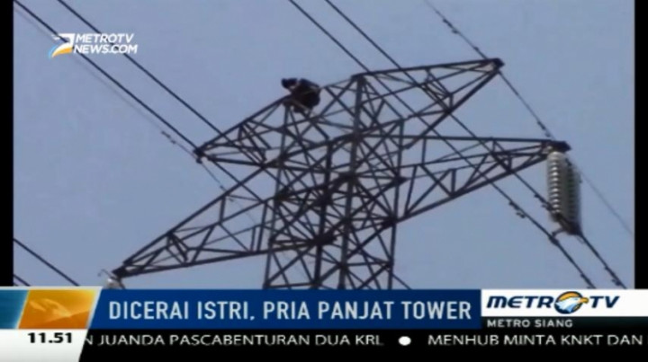 Dicerai Istri, Seorang Pria Coba Bunuh Diri dengan Panjat Tower