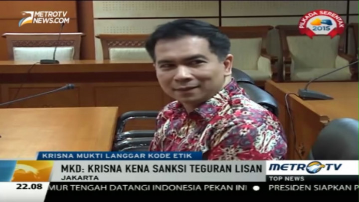 Tak Nafkahi Istri, MKD: Krisna Kena Sanksi Teguran Lisan