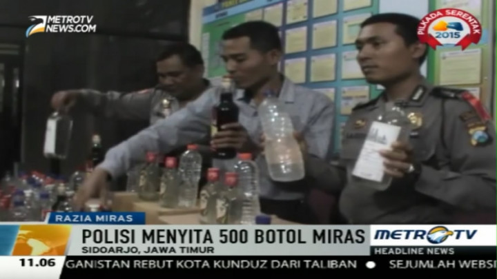 Polisi Sidoarjo Berhasil Sita 500 Botol Miras